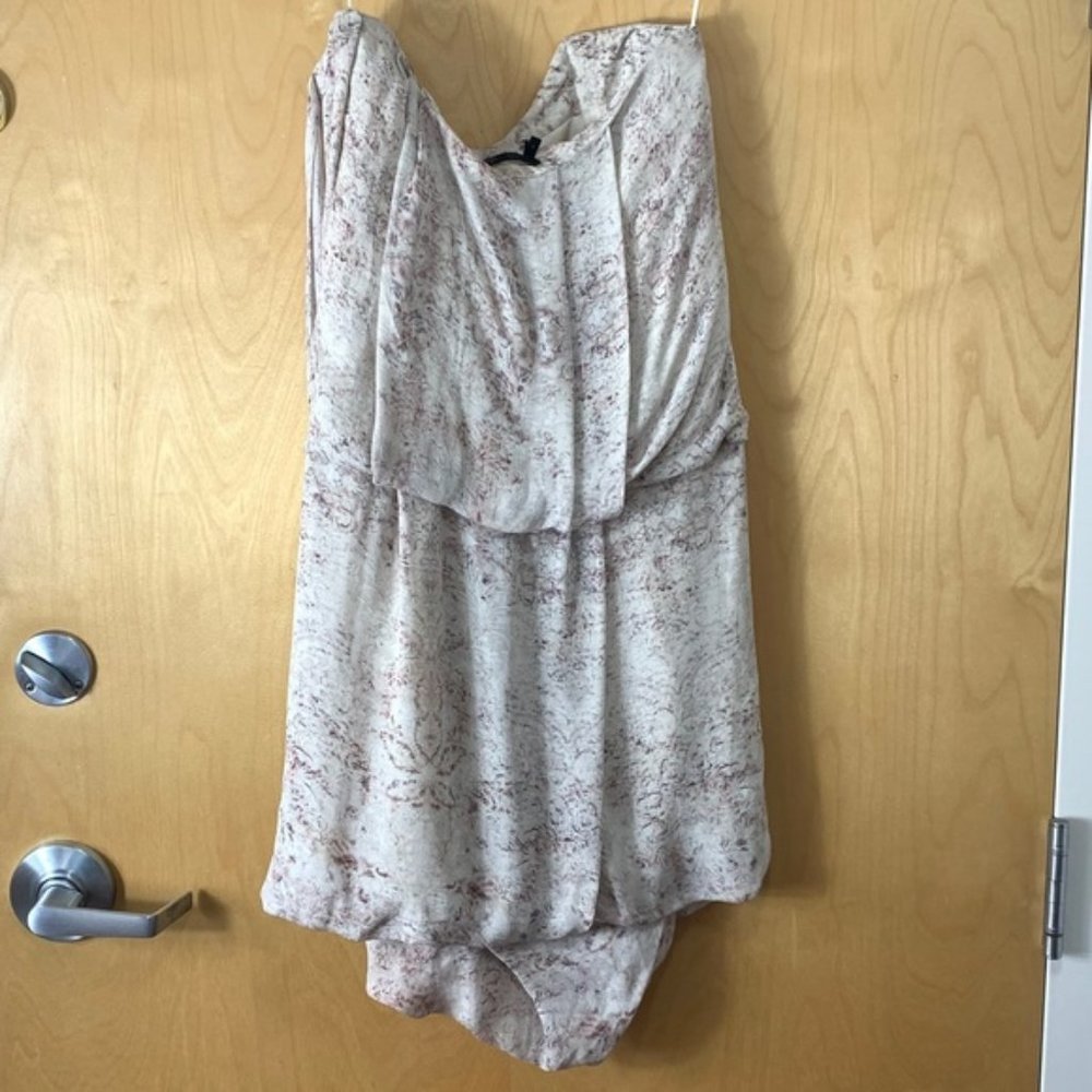 Obakki 100% Silk Draped Mini Strapless Dress